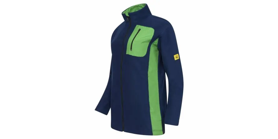 ESD-fleecejack met lange ritssluiting, dames, marineblauw/groen, L