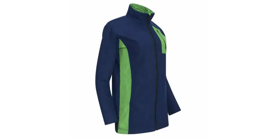 ESD-fleecejack met lange ritssluiting, dames, marineblauw/groen, L