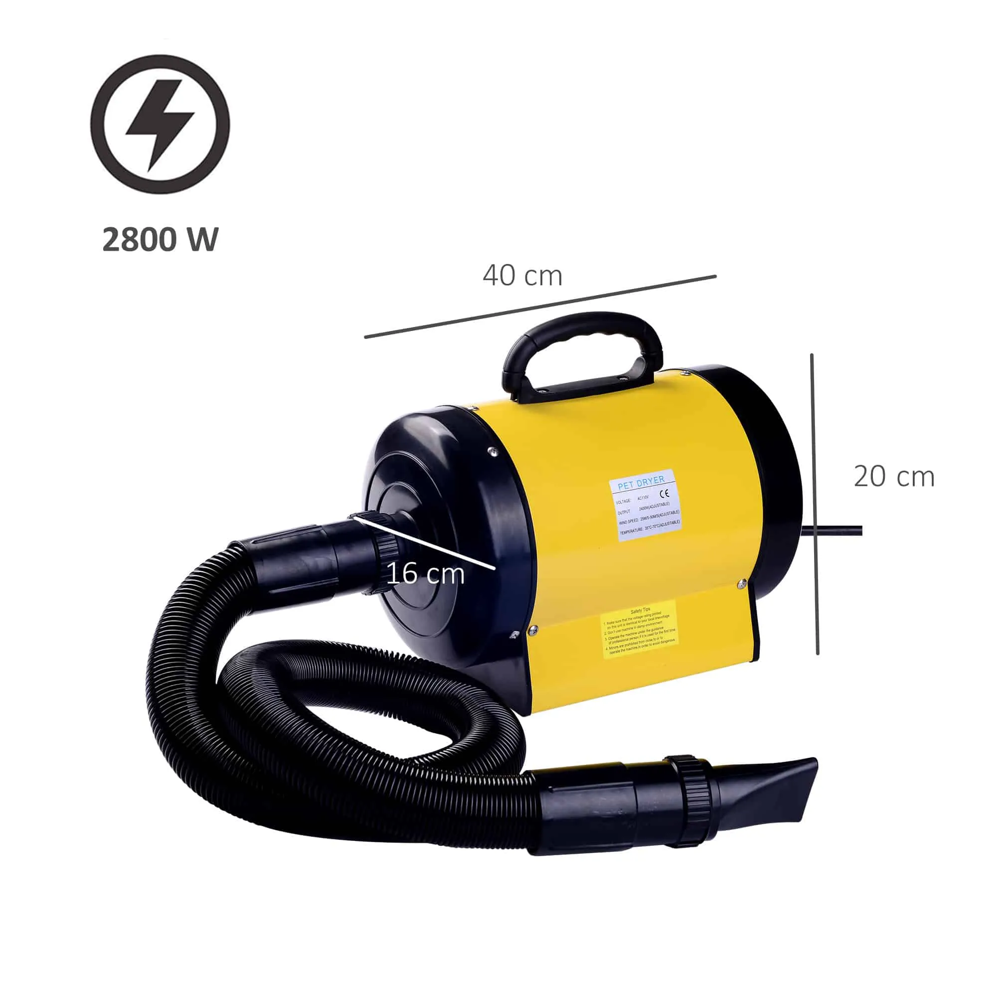 Profale doge voor huisdierdroger die Drocker 2800W PVC geel 40 x 16 x 20 cm wordt verwijderd