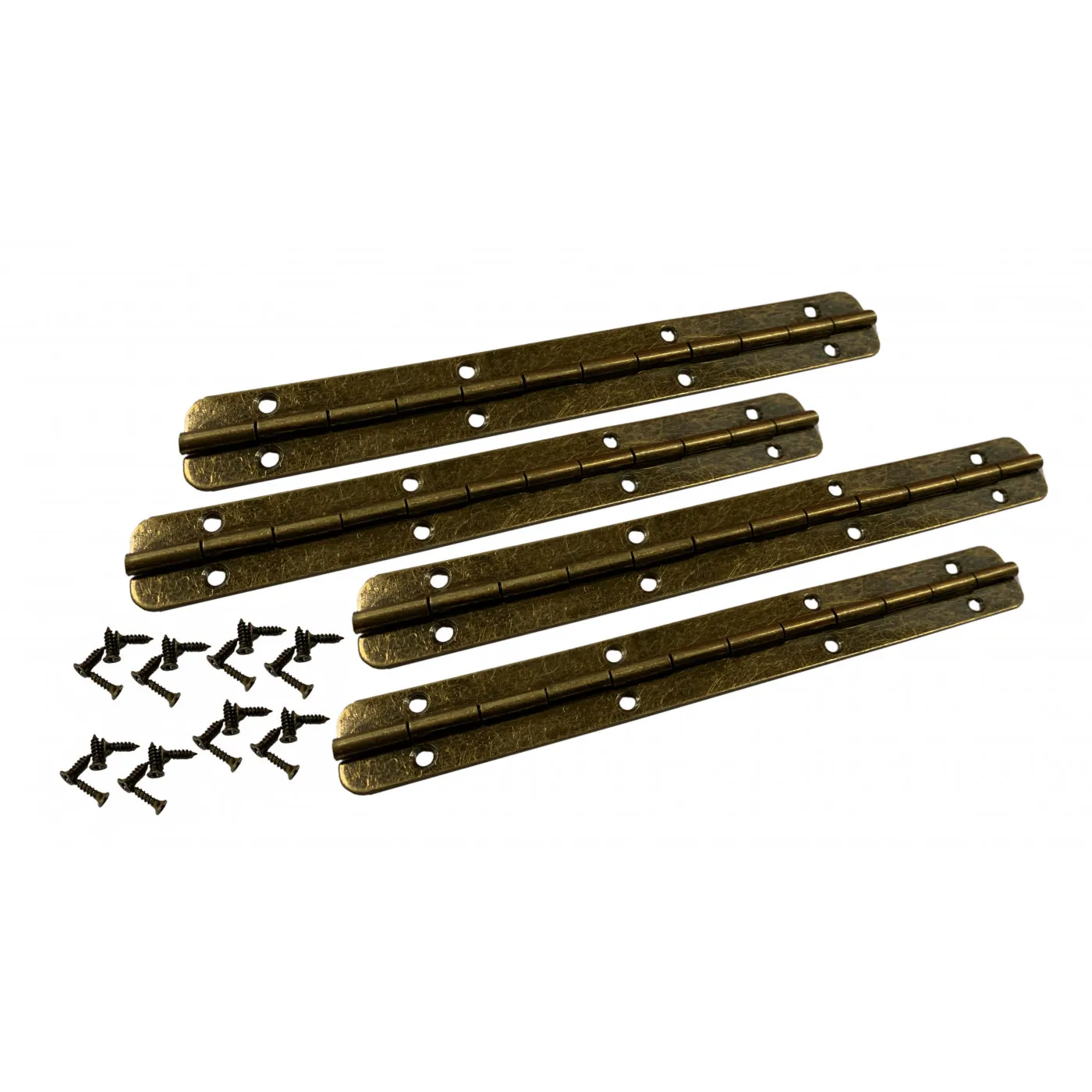 Set van 4 extra lange pianoscharnieren (brons, inclusief schroefjes)